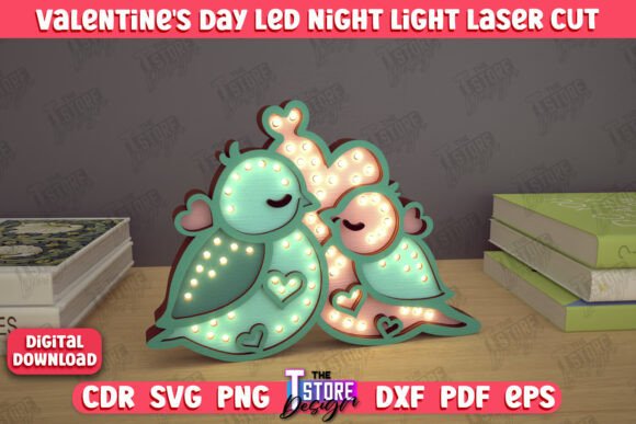 Download Valentine's Day Layered Led Lamp | Birds - Led lamp Collection