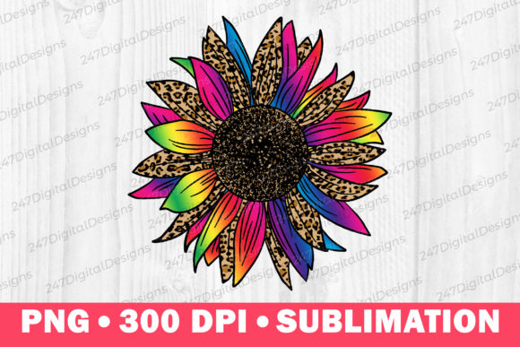Download Tie Dye Leopard Sunflower Png Rainbow - Premium Resources